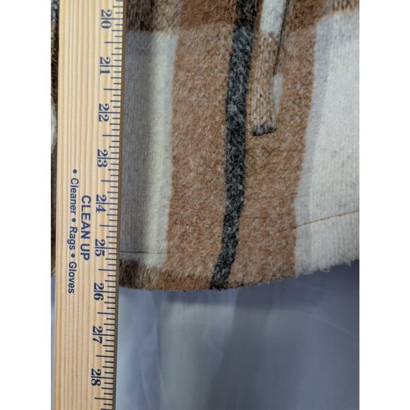 Avec Les Filles Brown Plaid Oversized Shacket Womens M Heavyweight Shirt Jacket - Picture 3 of 5